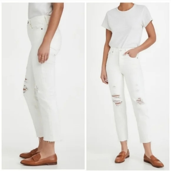 Levi's Wedgie Straight Leg Jeans Distressed White - Picture 5 of 6